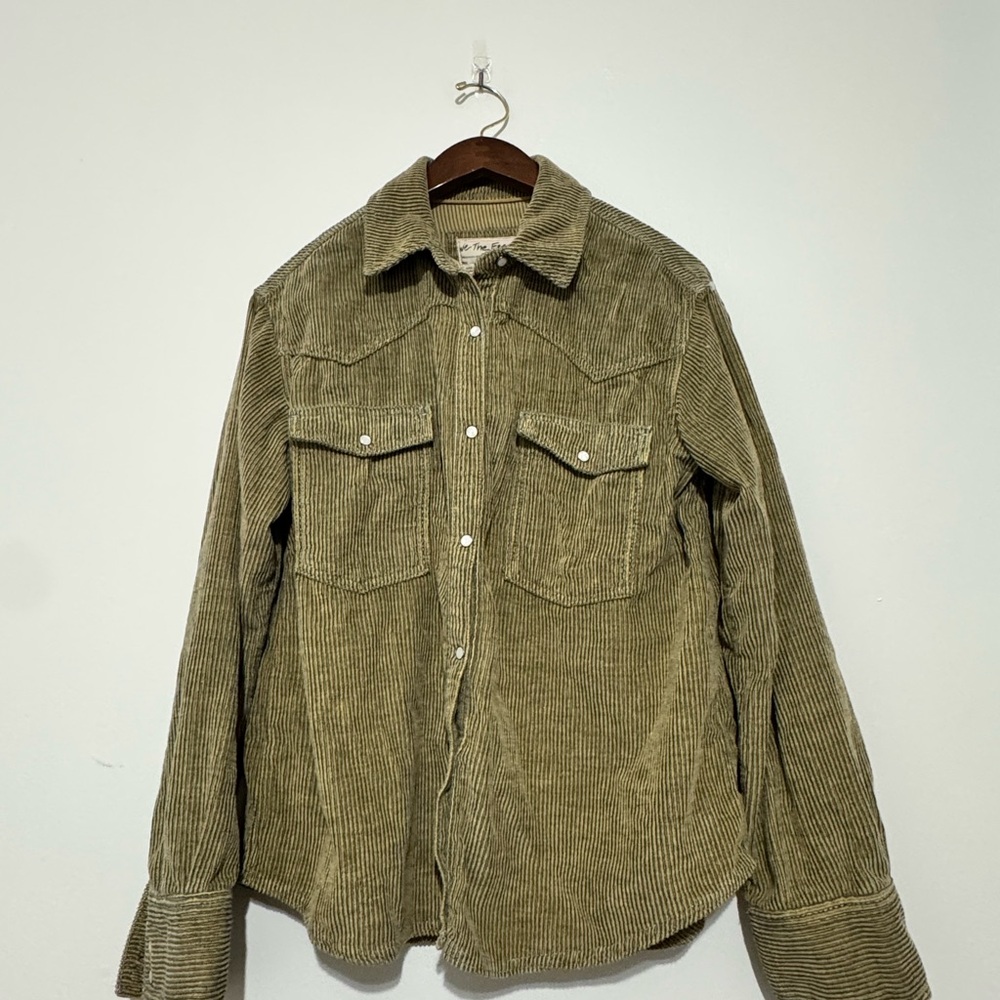 We The Free‎ Hideaway Cord Western Shirt Size Medium reg $148 Black/Gold/Brown